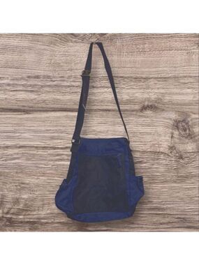 Men's Bag Blue Black Canvas Adjustable Strap Side Bottle Holder